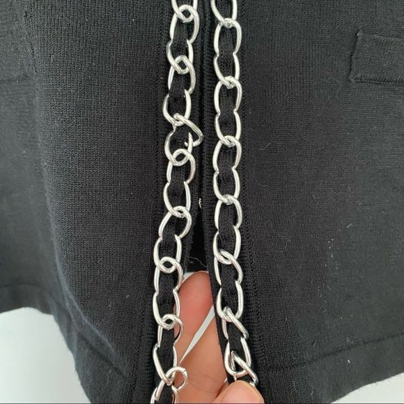 Chain trimmed cartigan in black 3/4 sleeve M VEUC - Picture 3 of 9